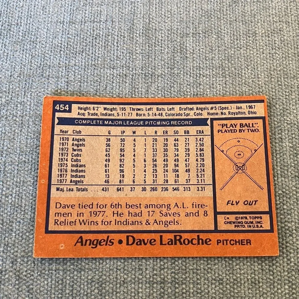 1978 Topps Anaheim Angels Baseball Card Trading Card